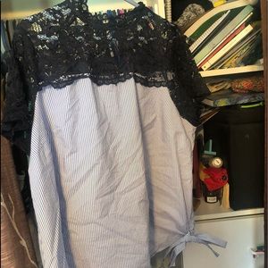 striped lace blouse